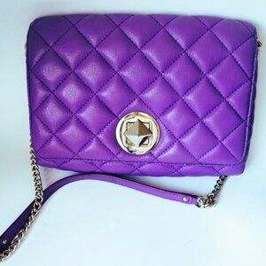 Kate Spade Gold Coast Meadow purple leather quilted shoulder bag